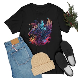 Griffon T-Shirt Synthwave Tshirt Herren T Shirt Damen Tshirt Geschenk Benutzerdefinierte Mythische Grafik T-Shirt Fantasy Shirt Design