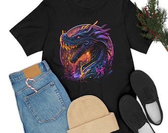 Dragon T-shirt Synthwave Tshirt Hommes T-shirt Femmes Tshirt Cadeau Custom Fantasy Graphic Tee Asian Shirt Design