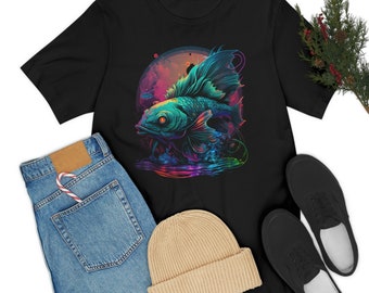 Koi Fish T-Shirt Fish Tshirt Synthwave Men T Shirt Cool Women Tshirt Gift Cyberpunk Graphic Tee  Asian Shirt Desig