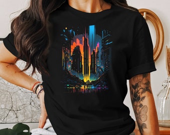 Cyberpunk Tshirt Futuristisches T-Shirt Herren Tshirt Frauen T-Shirt Geschenk Grafik-T-Shirt Sci-Fi Shirt Design
