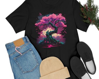 Synthwave Tshirt Cherry Blossom T-Shirt Retro Men T Shirt Femmes Tshirt Cadeau Graphique Tee Chemise Asiatique Design