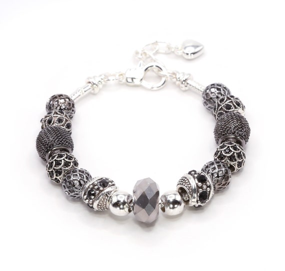 European Charm Bracelet - Shades of Grey (#1111)