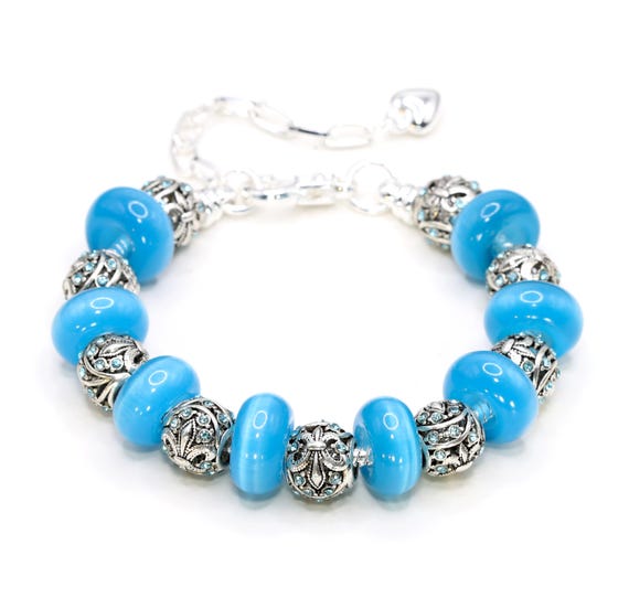 European Charm Bracelet - Caribean Blue (#1190)