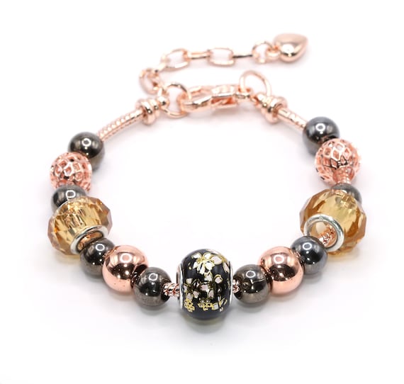 European Charm Bracelet - Blossoms at Night (#1063)