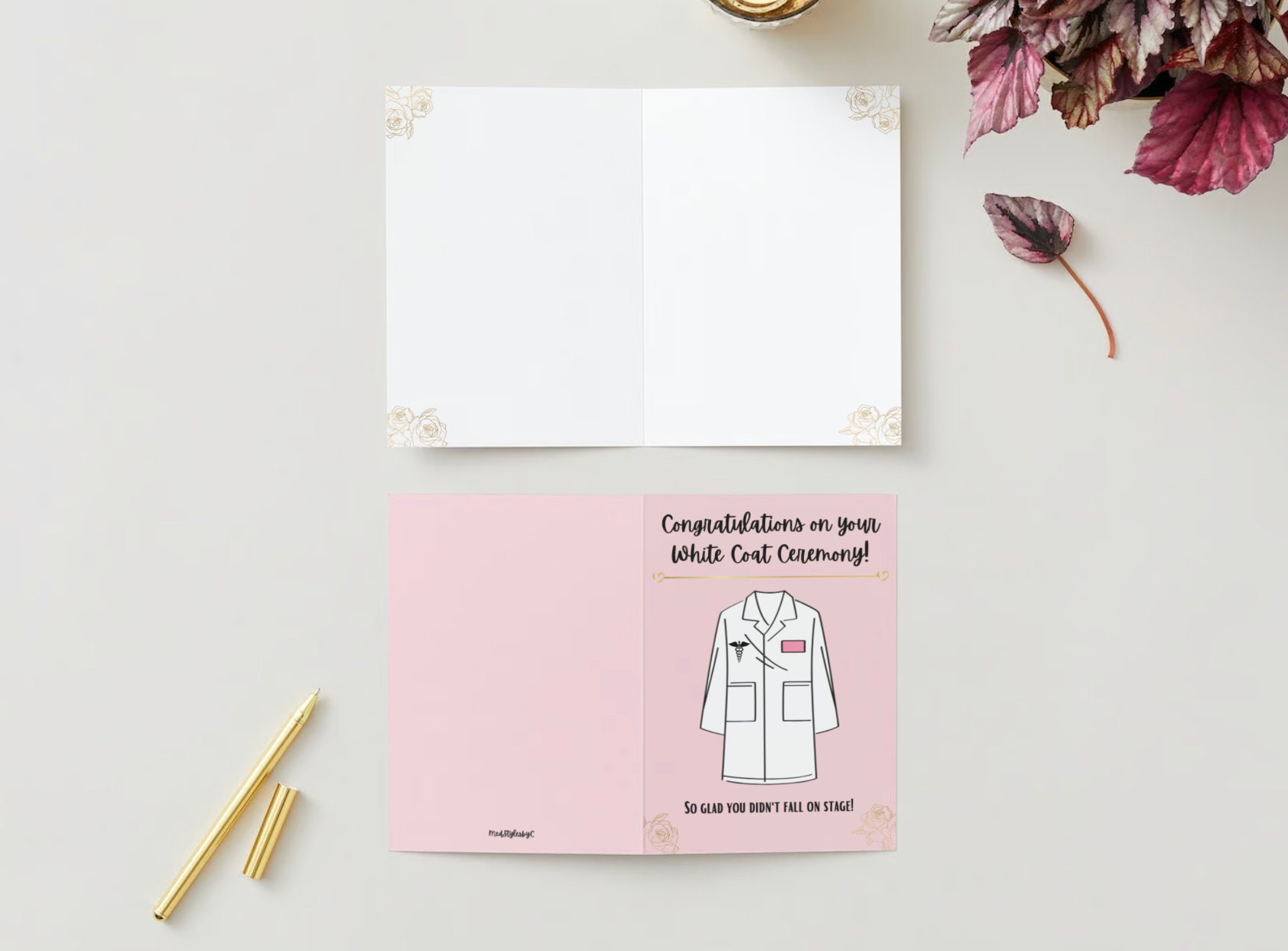 White Coat Ceremony Card DIY Card Print at Home Card MD White Coat