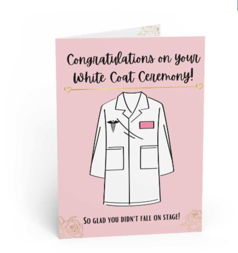 White Coat Ceremony Card DIY Card Print at Home Card MD White Coat