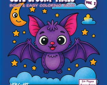 Cute Spooky Coloring Pages Printable – Easy Bold Critters Instant Download (PDF PNG)