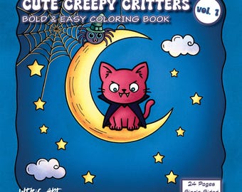 Cute Creepy Critters Coloring Pages Printable – Funny Spooky Animals Instant Download (PDF PNG)