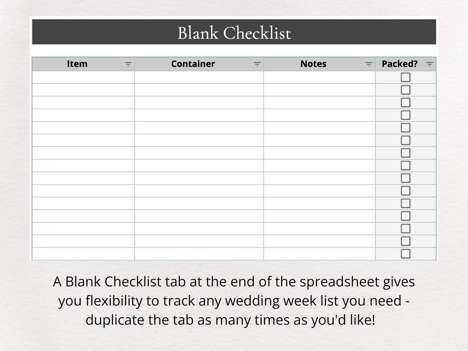 Wedding Checklist Editable Google Sheets Template Instant Digital ...