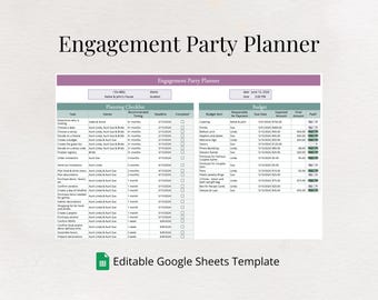 Customizable Engagement Party & Couples Shower Planner | Google Sheets Template | Digital Download