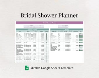 Bridal Shower Planner Editable Template | Instant Download Google Sheets | Digital Wedding Planning