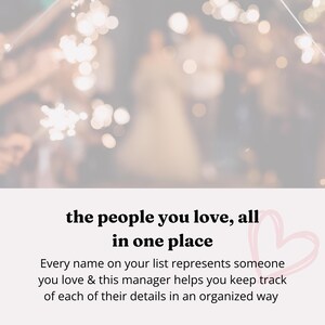 Slide advertising that the Guest List Manager template helps you easily keep the details about everyone you love in one consolidated place.