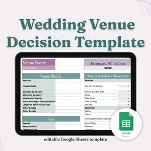 Wedding Venue Decision Guide | Google Sheets Template | Instant Digital Download