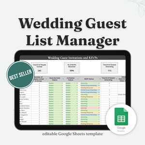 Wedding Planning Guest List Tracker | Google Sheets Template | Instant Digital Download