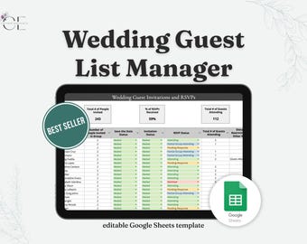 Wedding Planning Guest List Tracker | Google Sheets Template | Instant Digital Download