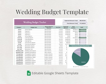 Wedding Budget Planner Google Sheets Template | Instant Digital Download Editable Spreadsheet Budget | Vibrant Aesthetic Finance Manager