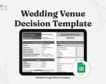 Wedding Venue Decision Guide | Google Sheets Template | Instant Digital Download