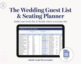 Wedding Guest List & Seating Chart Planner | RSVP Tracker, Table Assignments | Google Sheets Template