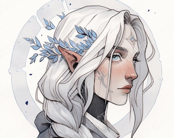 Female Elf Druid | Watercolor Character Portrait - Etsy