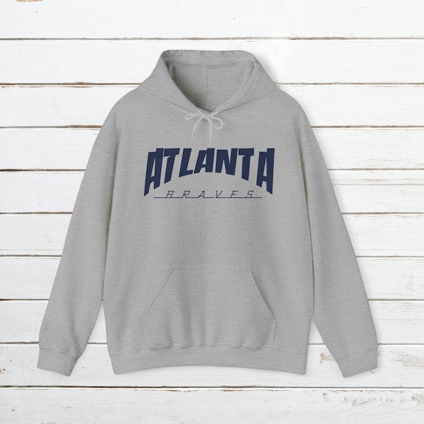 Atlanta Baseball Thrasher Hoodie | Atlanta Braves Sweatshirt | Atlanta Shirt | Braves Shirt | Unisex Heavy Blend Hooded Sweatshirt