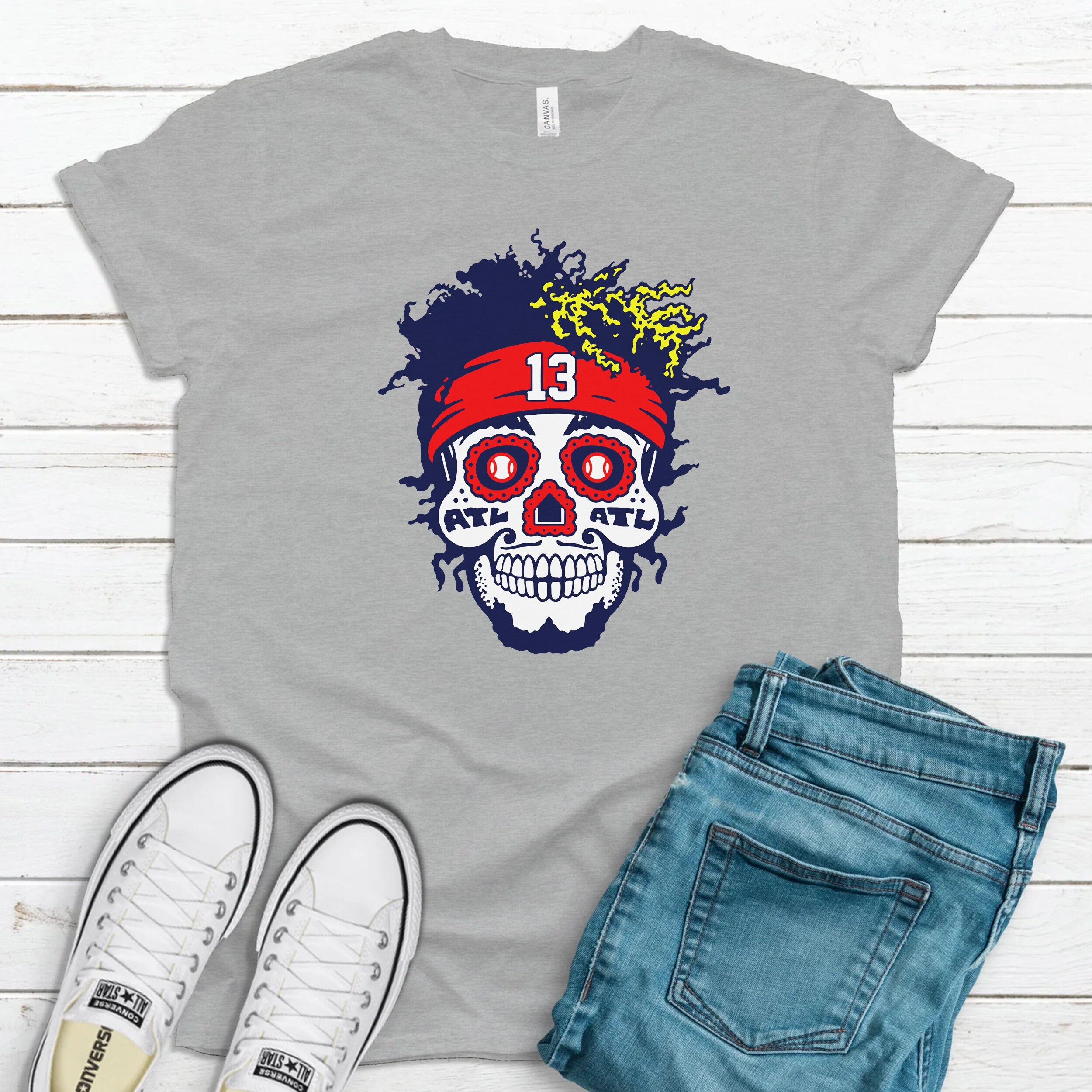 Atlanta Braves Sugar Skull T shirt