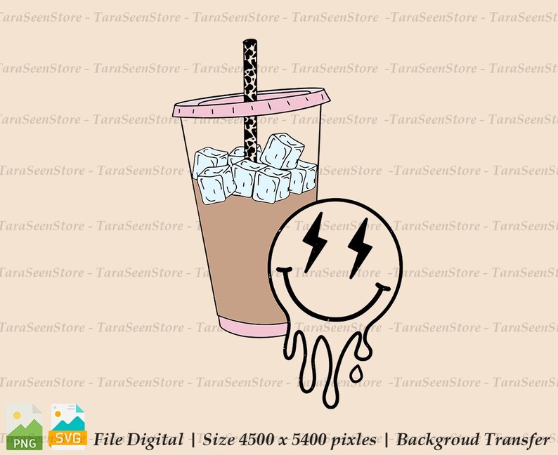 Fueled by Iced Coffee and Anxiety SVG & PNG Iced Coffee Png Etsy