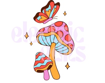 colorful mushroom png, magic mushroom png, retro png, vsco