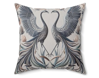 Nature Inspired Art Spun Square Pillow, art decor, Asian Art Decor, living room decor, bedroom pillow, couch pillow, sofa pillow, art pillow