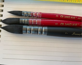 Watercolor Quill Brushes with Birch Handles