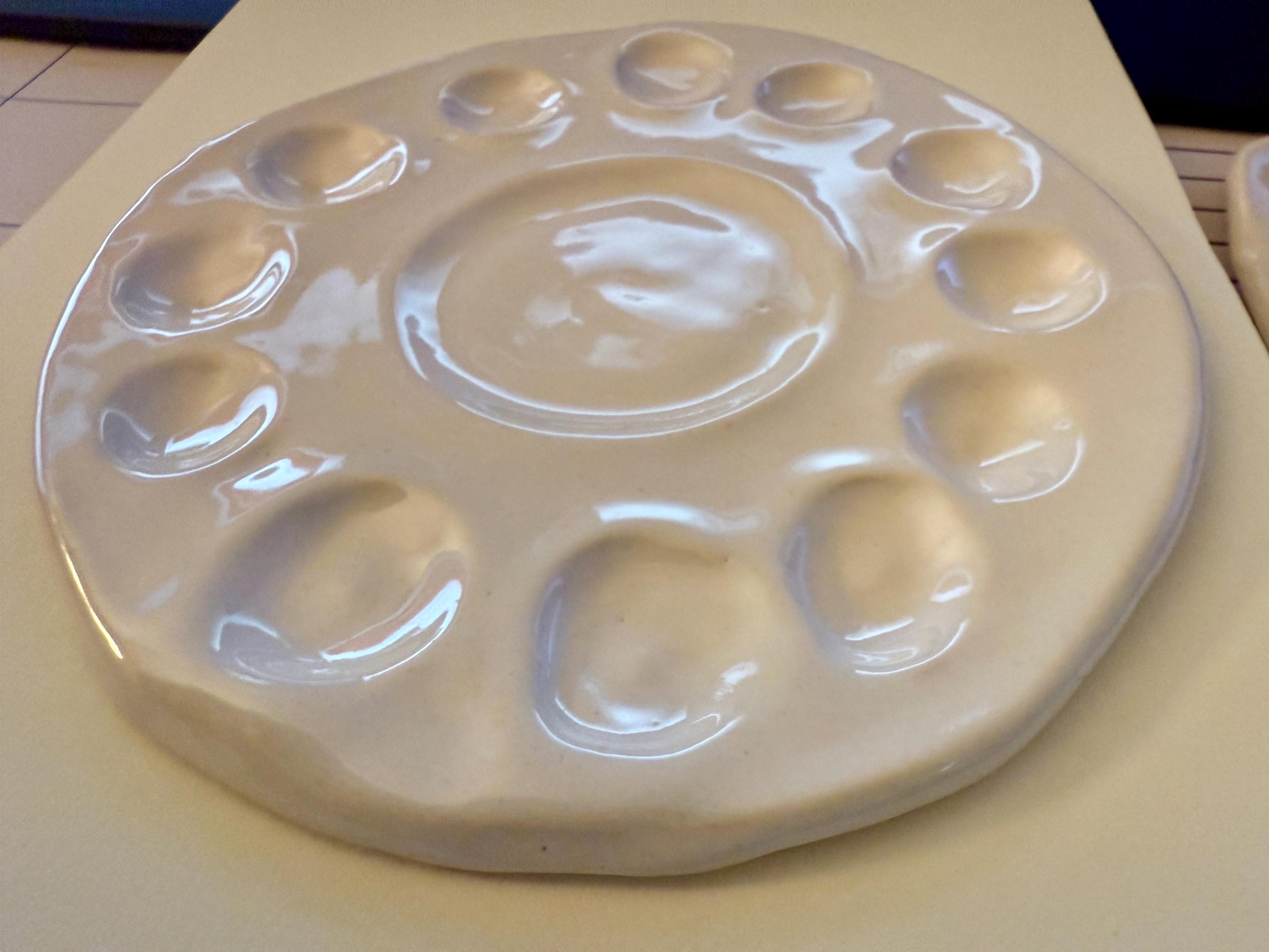 Classic Round Shaped Ceramic Watercolor Mixing Palette, Stoneware ...