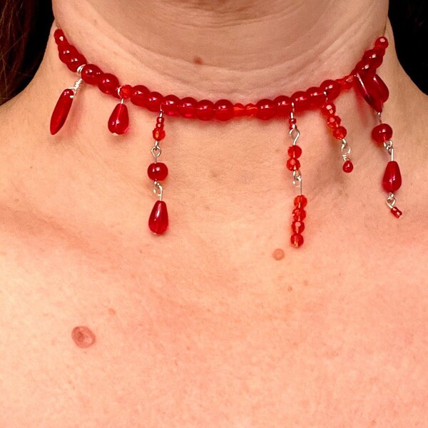 Handmade Terrifying Blood Drip Choker Necklace, fun necklace, Halloween- 20% off for a limited time!!