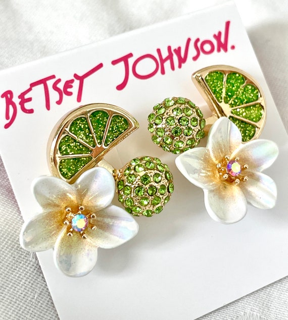 Betsey Johnson Lime and Lime Blossom Earrings