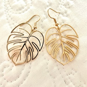 Monstera Leaf earrings , gold