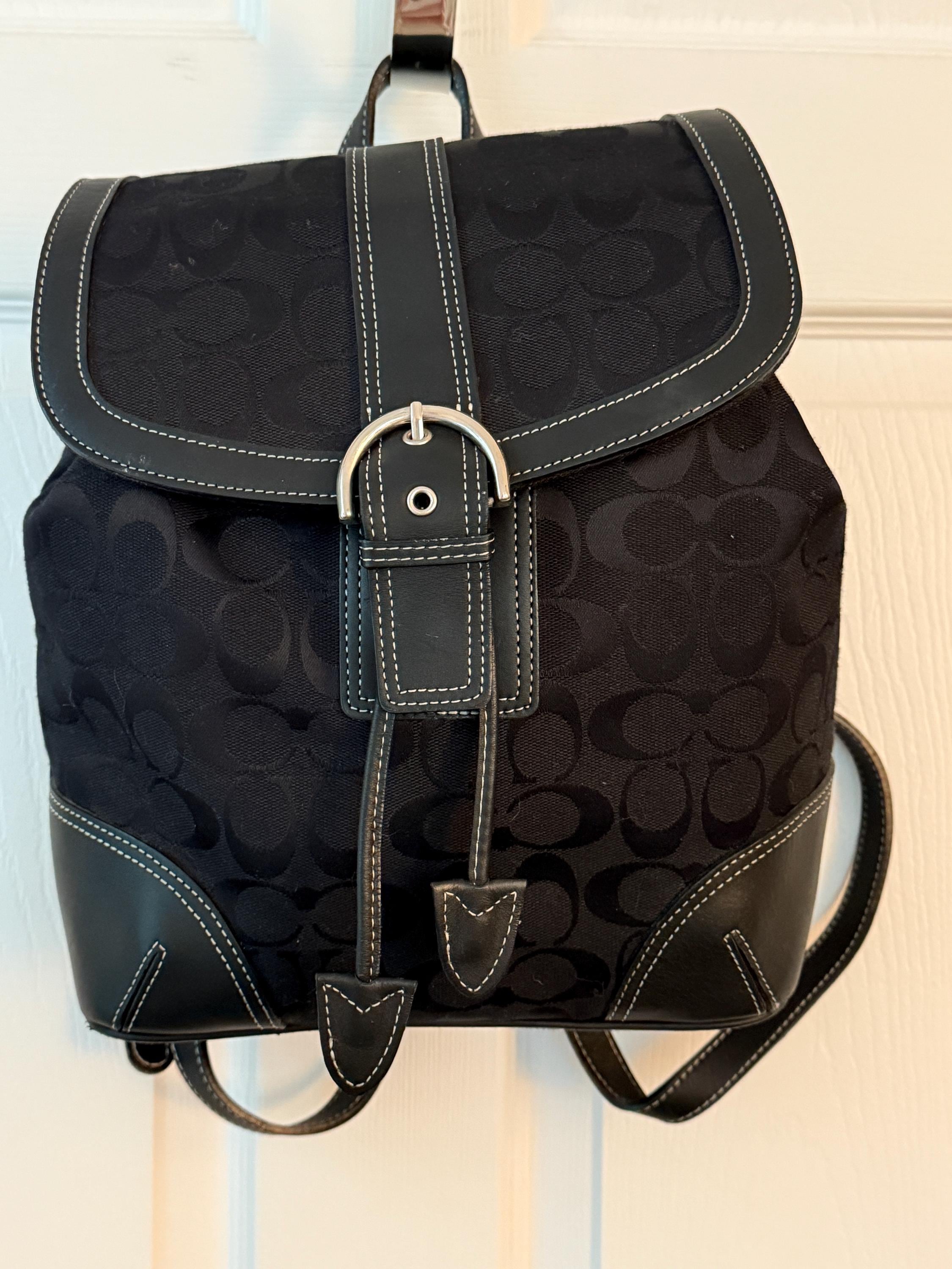 バッグ vintage coach old mini backpack leather Vintage Black Coach Signature Canvas Mini Backpack With Leather