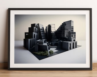 Digital Art Download, Architectural Design, Modern Architecture, Printable Wall Art, Artwork, Wall Decor, Digital Download, Office Decor