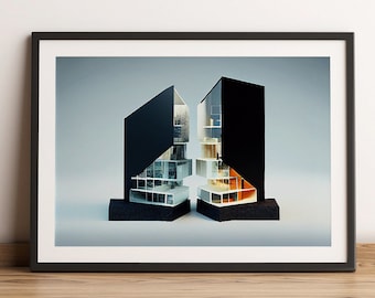Digital Art Download, Modern Architecture, Architectural Design, Printable Wall Art, Artwork, Wall Decor, Digital Download, Office Decor