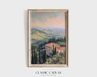 Impressionist Tuscany Landscape | Muted Tones Artwork | Italian Countryside | Digital Download | Classic Canvas Collective | 0040