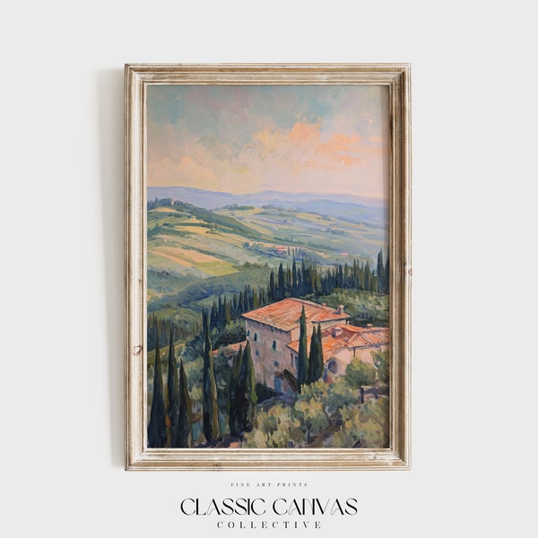 Impressionist Tuscany Landscape | Muted Tones Artwork | Italian Countryside | Digital Download | Classic Canvas Collective | 0040