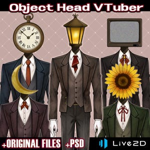 Object Head Vtuber Model | Premade Vtuber Model with ORIGINAL FILES | VtubeStudio NizimaLive | Full body | Ready to use