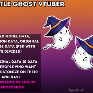 Little Ghost Vtuber Modell ORIGINALDATEN + PSD | Vtuber mit Animationen und Toggles | VtubeStudio, nizimaLIVE | Halloween | Vorgefertigte Vtuber