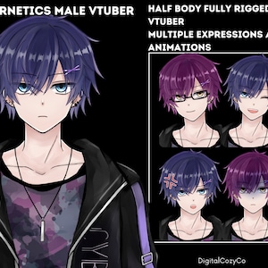 Cybernetics Vtuber Model | Premade Vtuber Model | 8 Expressions, Hair color, toggles | VtubeStudio, FaceRig, Animaze | Half body | Ready use