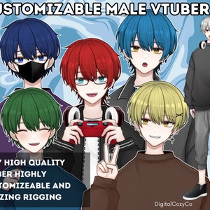 Customizable Male Vtuber | Perfect Sync | Hair color, eye color, clothing, expression, animation toggles | Vtube Studio, nizimaLive |