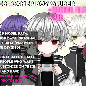 Customizable Half Body Chibi Vtuber Model | ORIGINAL DATA + PSD | 6 facial expressions, animations,hair colors | Vts, nizima | Ready to use
