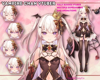 Vampire Chan Vtuber Model | Premade Vtuber Model | Live2D Model | Fully Rigged | Ready to use