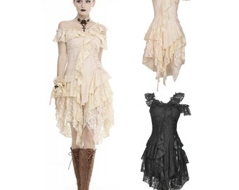 Victorian Dress, Gothic, Cream Corset Dress, Ophelie