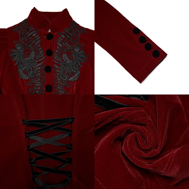 Women Vampires Gothic Victorian Velvet Lace Short Jacket Etsy