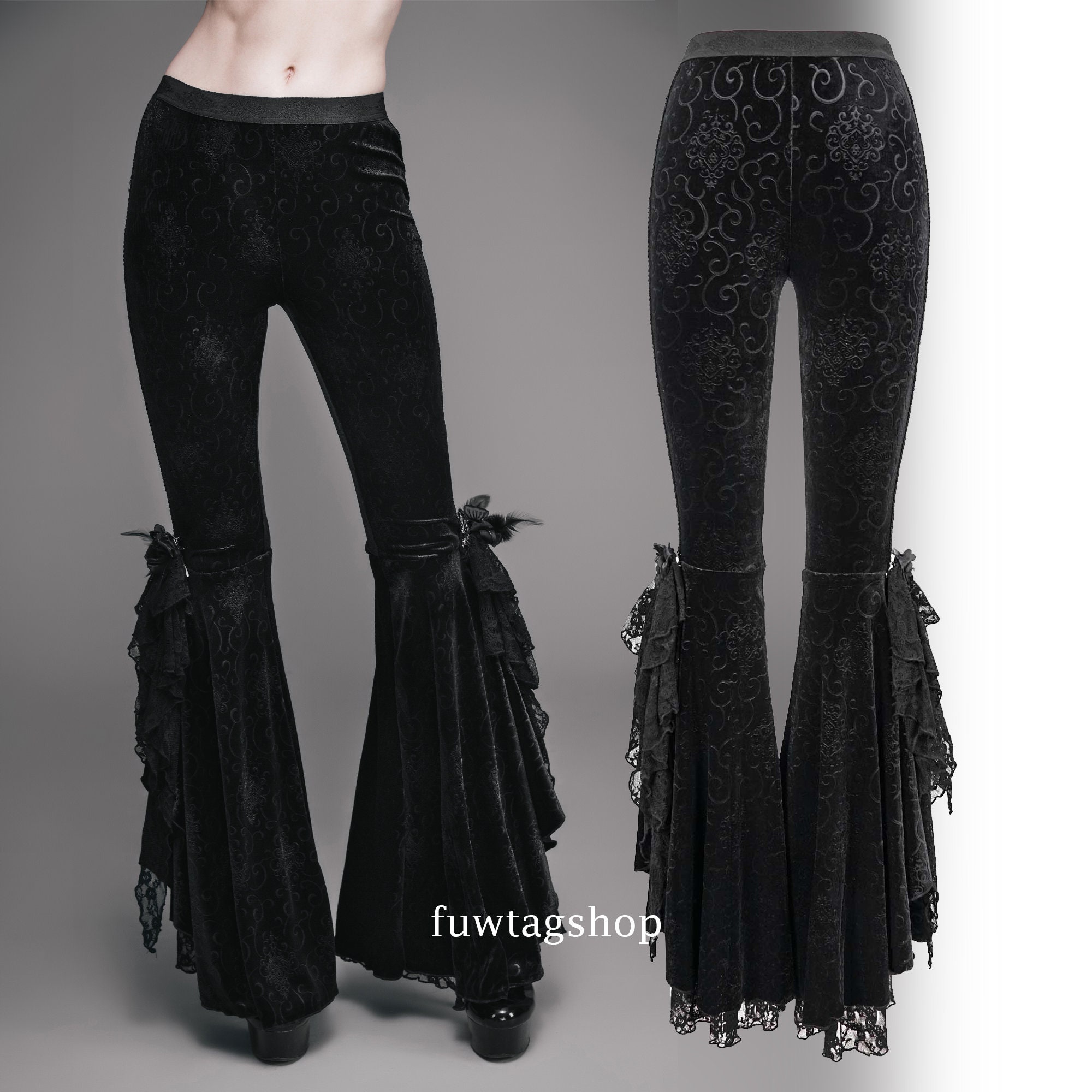 White Embossed Bell Bottoms Flare Pants Choose Your Rise Rave