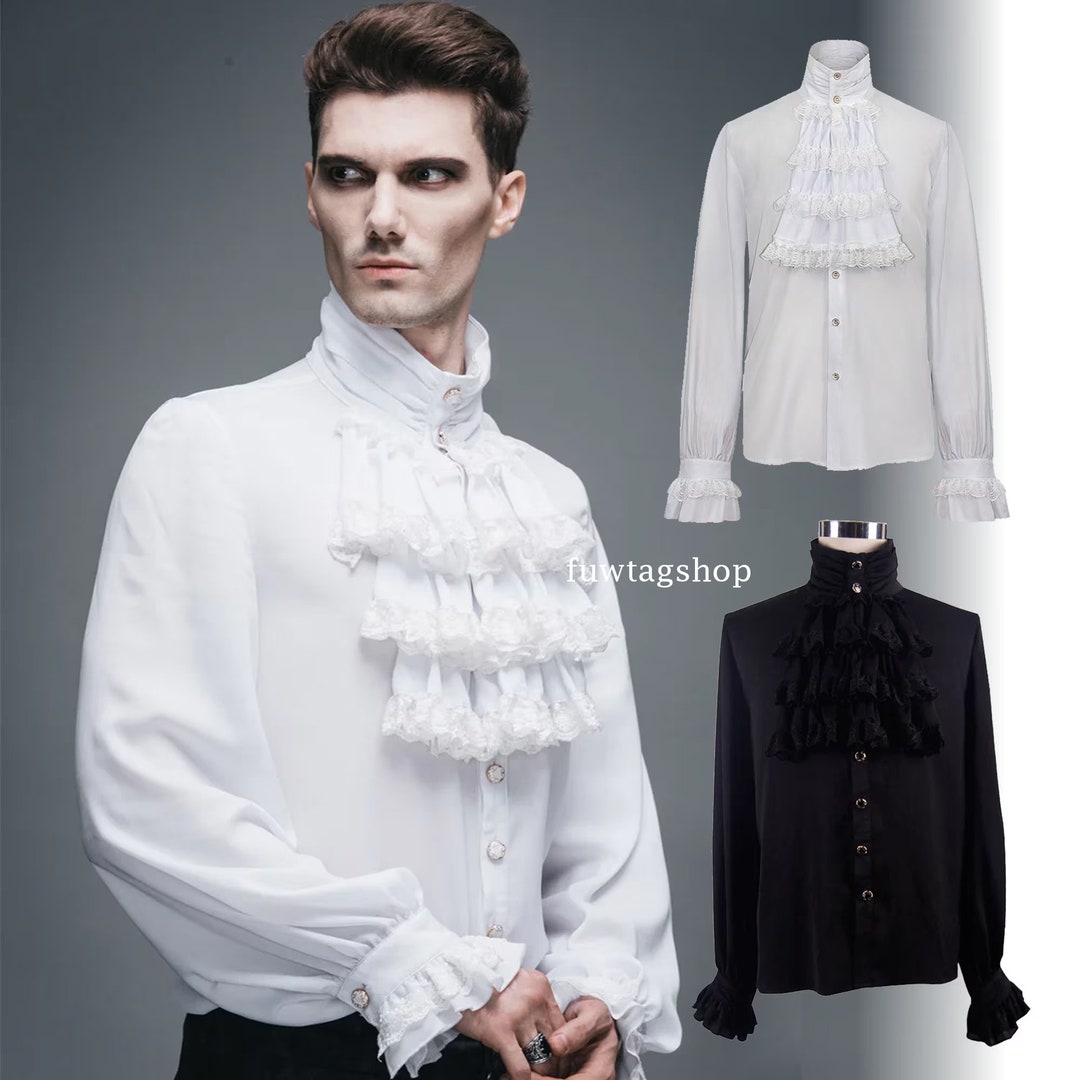 Men's Formal Shirt Top Ruffle Collar Prom Party - Etsy