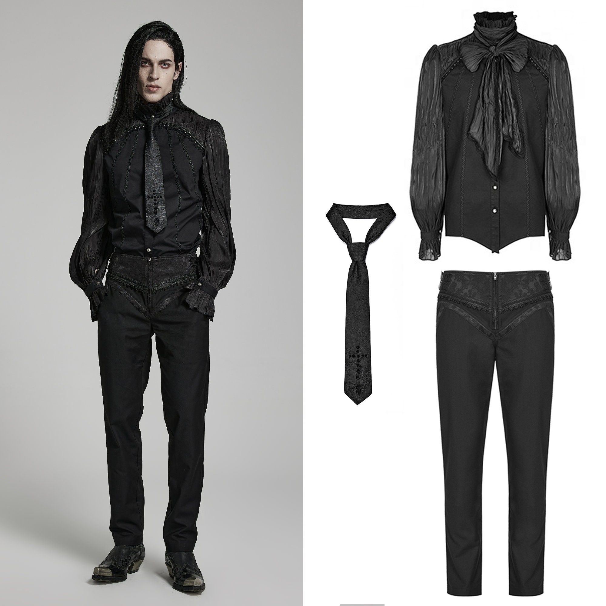 Gothic Vintage Medieval Lace Stand Collar Bowknot Tie Shirt Etsy