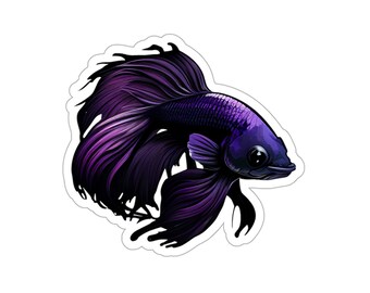 Décalcomanie en vinyle exotique poisson Betta violet – Décorations aquatiques